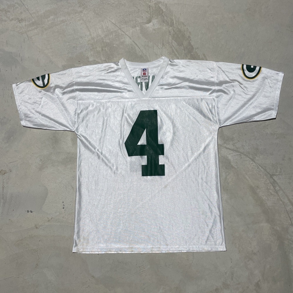 VTG NFL Players Green Bay Packers Brett Favre 4 White Jersey Men's SZ L Football